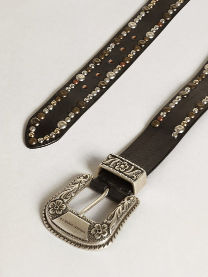 Women's belt in black leather with studs - Golden Goose Women