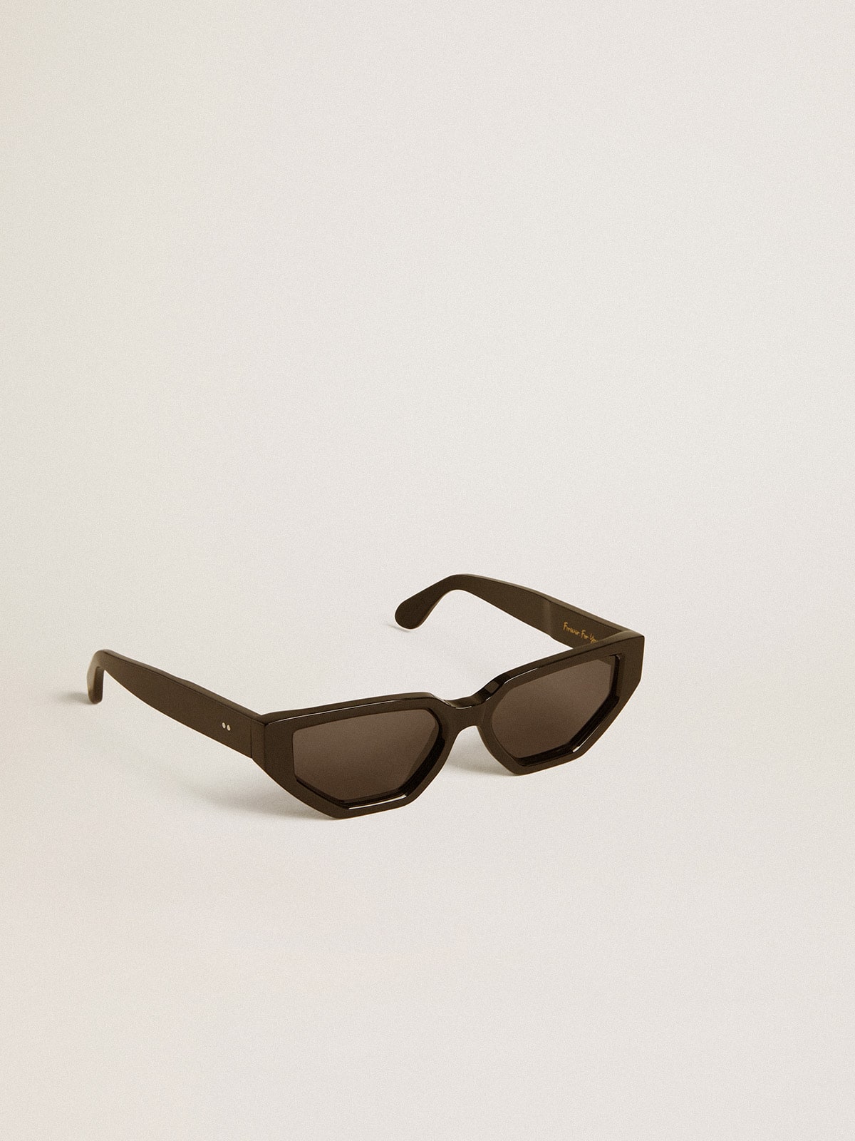 Rectangular style sunglasses with black frame and lenses - Golden Goose Women|Men