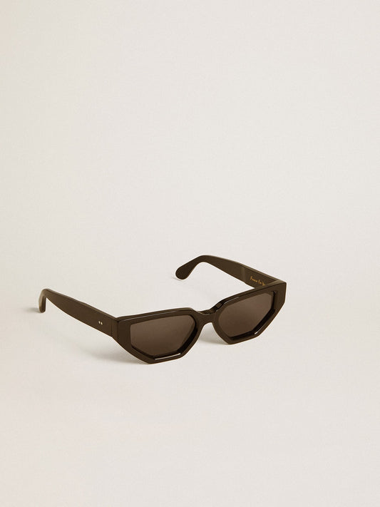 Rectangular style sunglasses with black frame and lenses - Golden Goose Women|Men