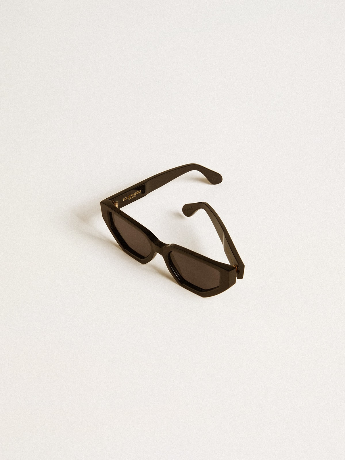 Rectangular style sunglasses with black frame and lenses - Golden Goose Women|Men