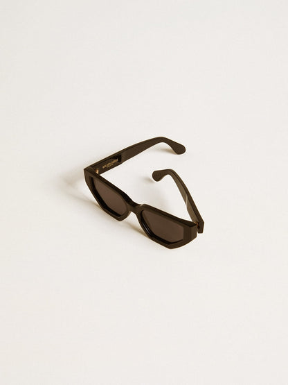 Rectangular style sunglasses with black frame and lenses - Golden Goose Women|Men