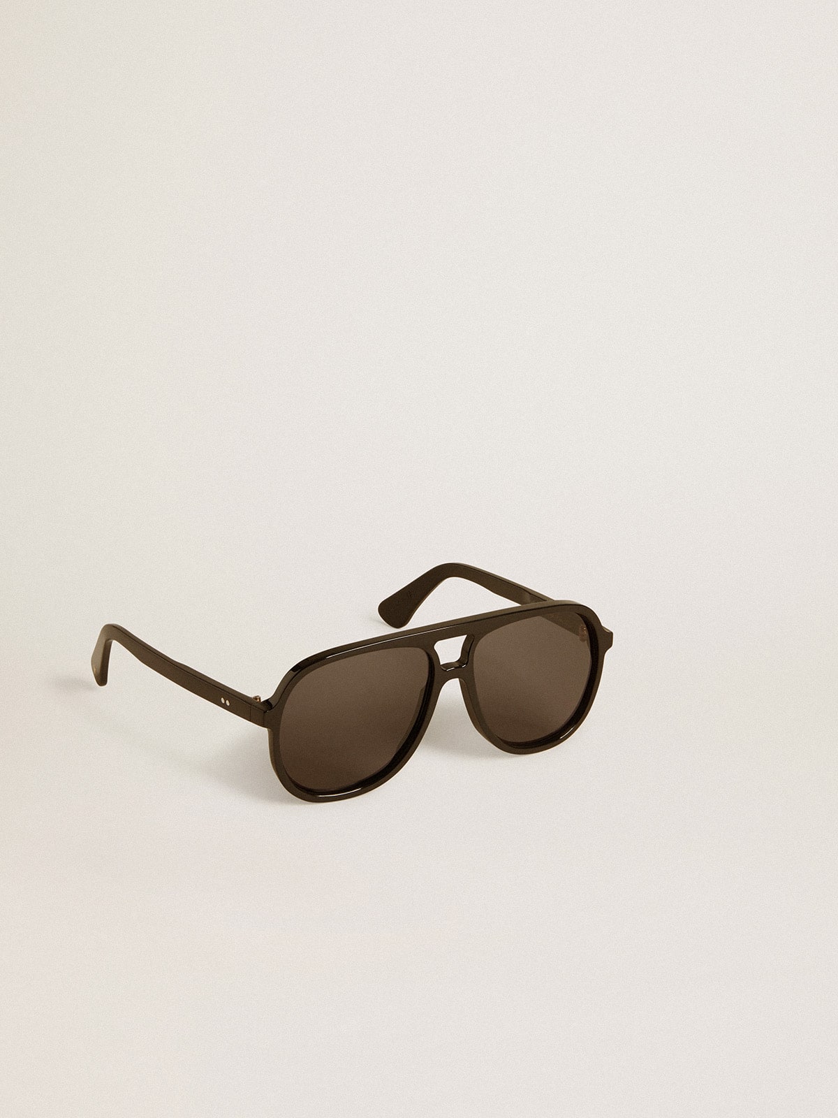 Aviator style sunglasses with black frame and lenses - Golden Goose Women|Men