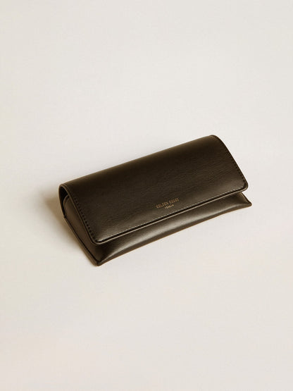 Aviator style sunglasses with black frame and lenses - Golden Goose Women|Men