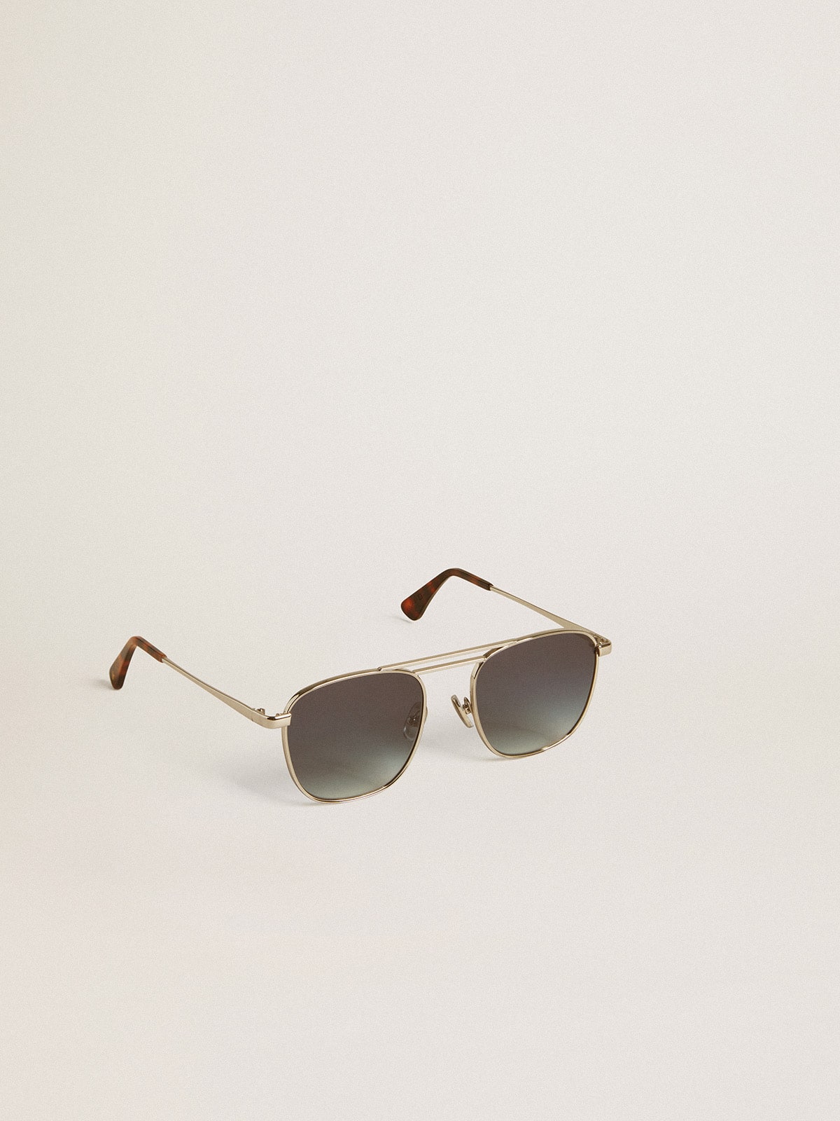 Aviator style sunglasses with silver frame and blue lenses - Golden Goose Women|Men
