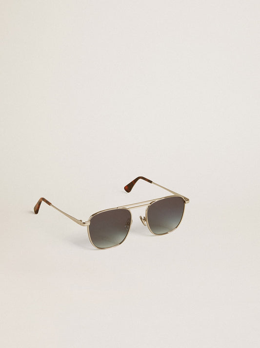 Aviator style sunglasses with silver frame and blue lenses - Golden Goose Women|Men