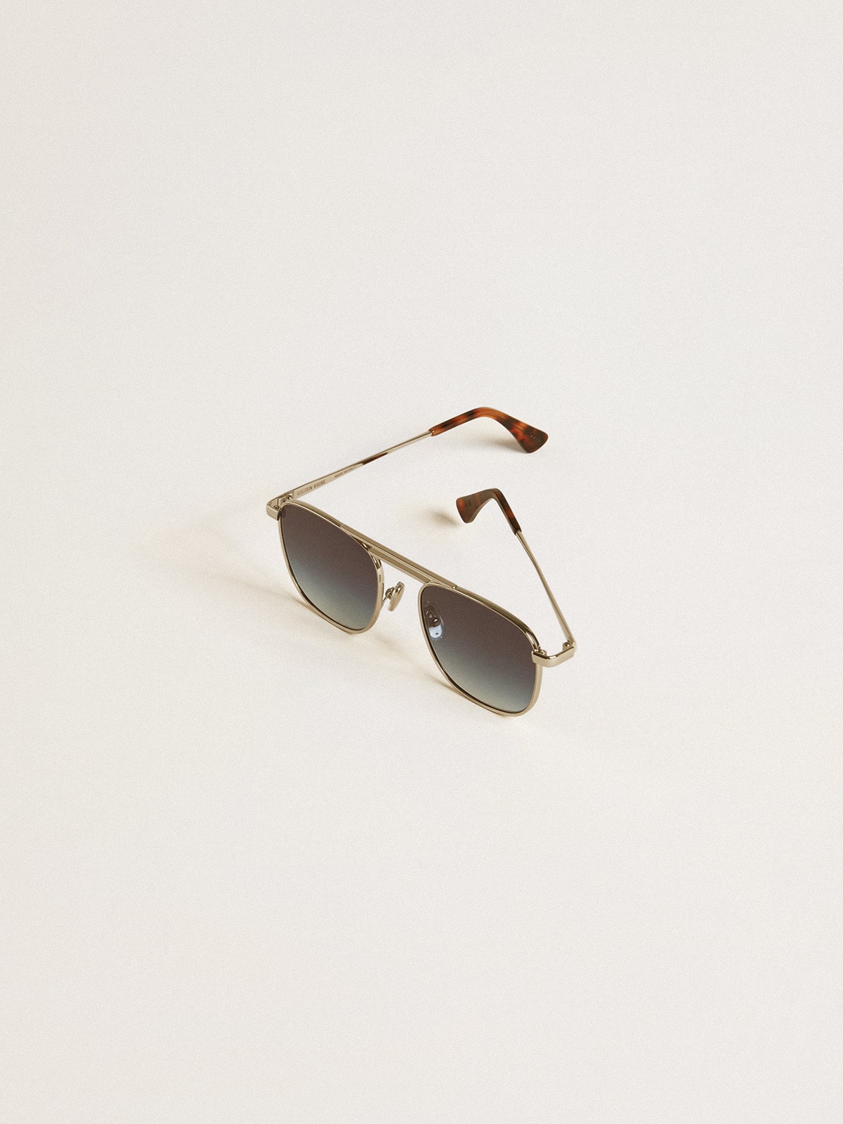 Aviator style sunglasses with silver frame and blue lenses - Golden Goose Women|Men