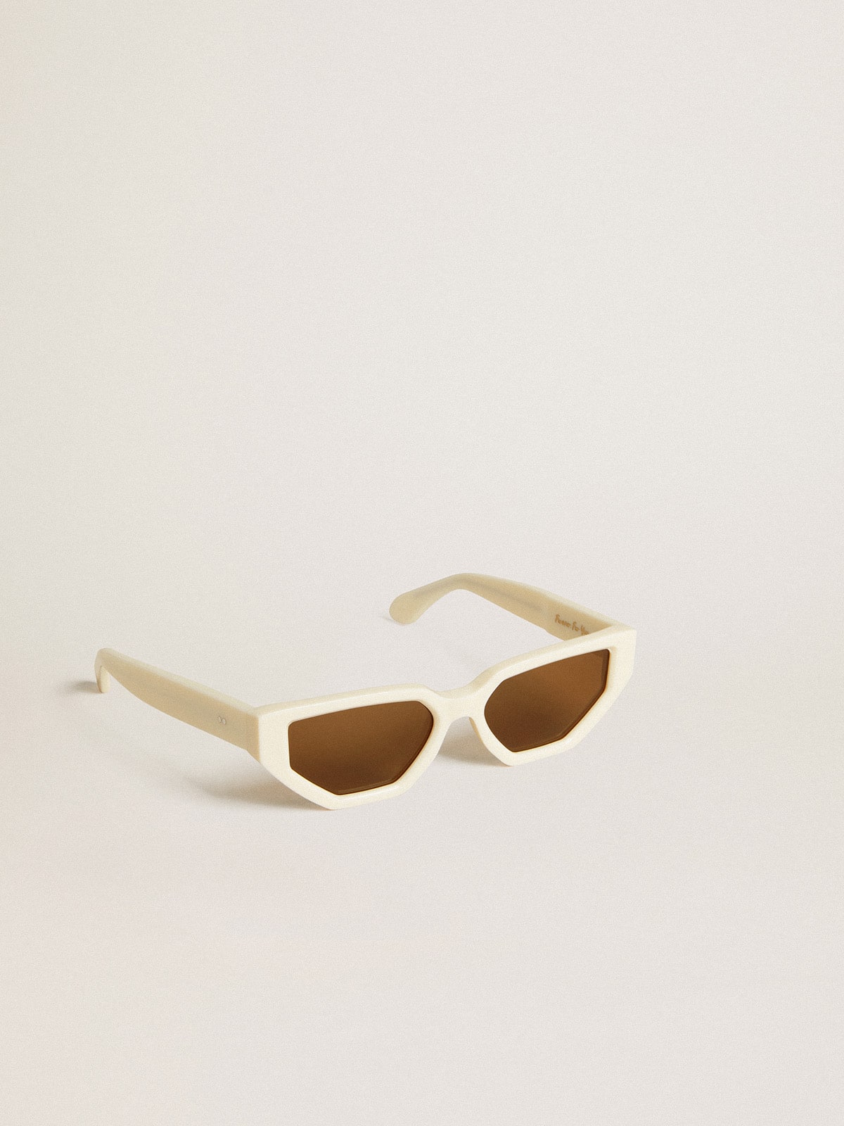 Rectangular-style sunglasses with beige frame - Golden Goose Women|Men