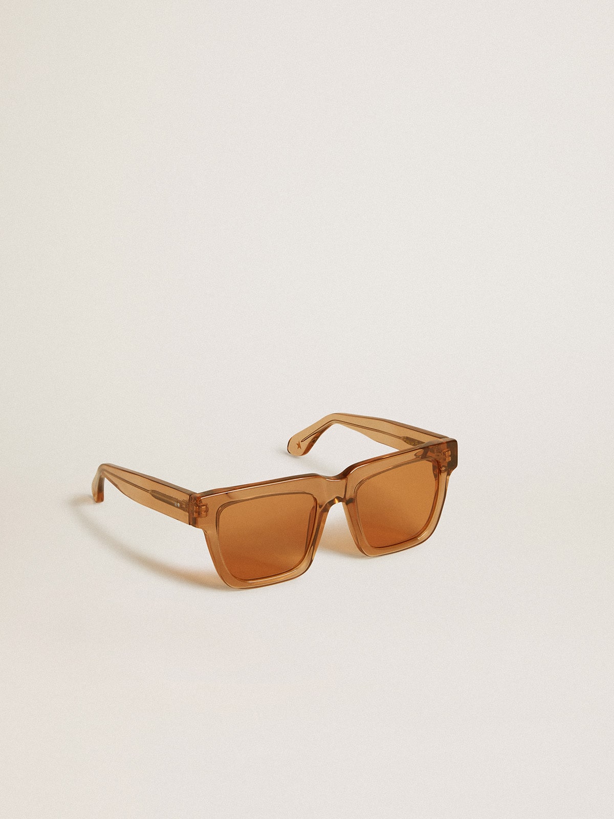 Jamie style square sunglasses with honey-colored frame and lenses - Golden Goose Women|Men