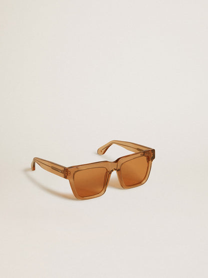Jamie style square sunglasses with honey-colored frame and lenses - Golden Goose Women|Men