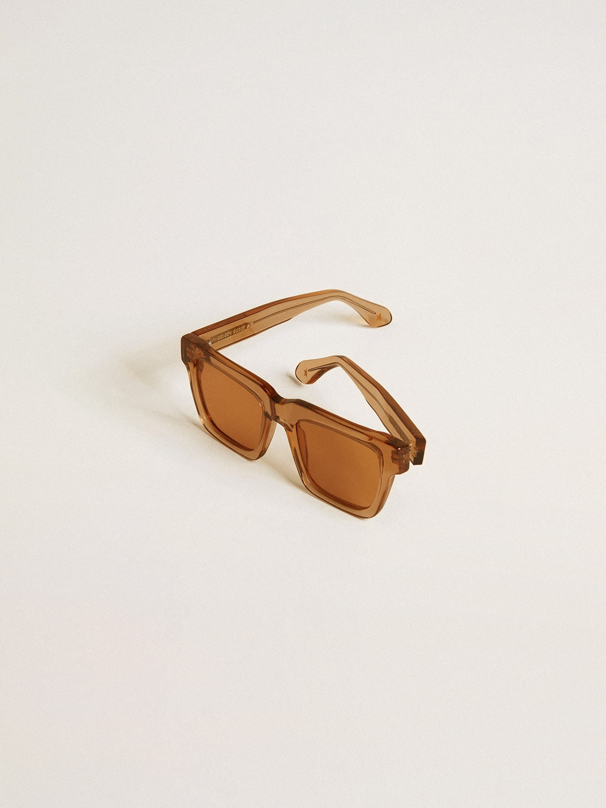 Jamie style square sunglasses with honey-colored frame and lenses - Golden Goose Women|Men