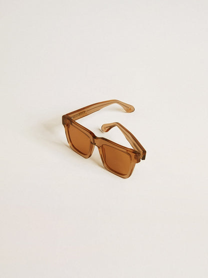 Jamie style square sunglasses with honey-colored frame and lenses - Golden Goose Women|Men