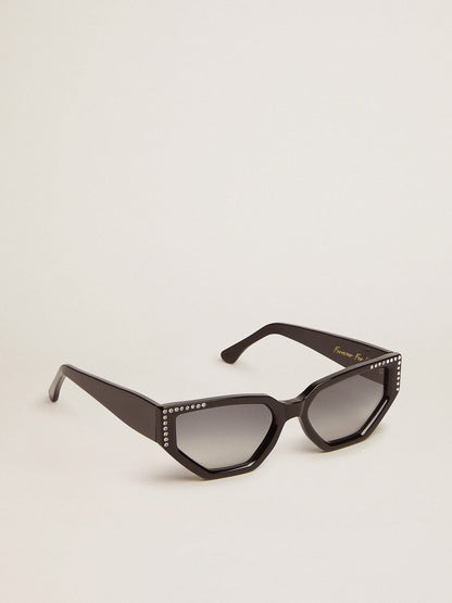Sunglasses rectangular model with black frame and crystals - Golden Goose Women|Men
