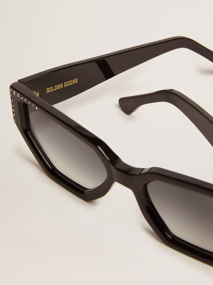 Sunglasses rectangular model with black frame and crystals - Golden Goose Women|Men