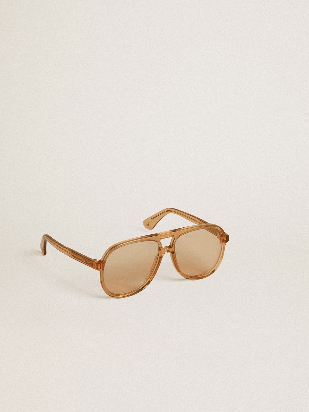 Aviator style sunglasses with honey-colored frame and lenses - Golden Goose Women|Men