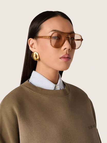Aviator style sunglasses with honey-colored frame and lenses - Golden Goose Women|Men