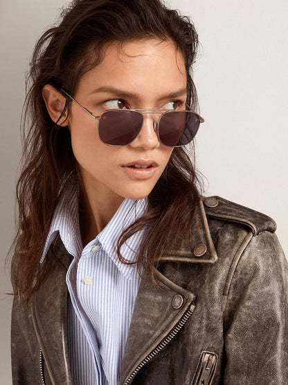 Roger aviator sunglasses with black frame and black lenses - Golden Goose Women|Men