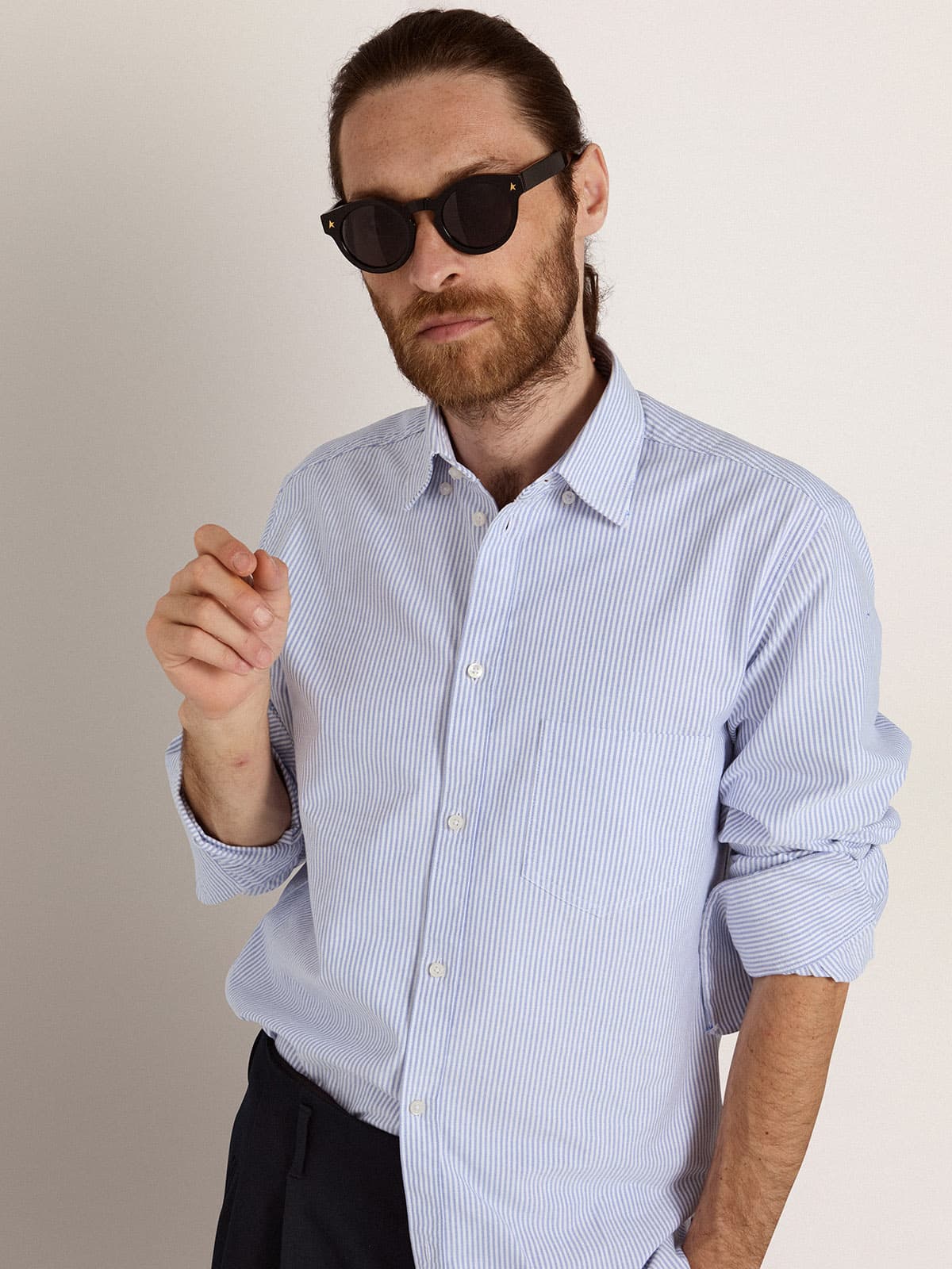 Sunframe Panthos model with black frame and gold details - Golden Goose Women|Men