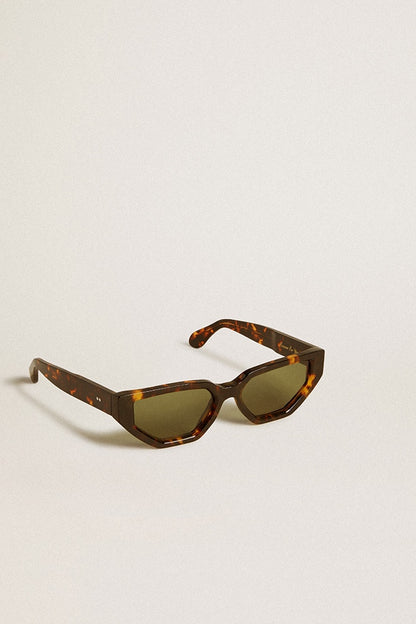 Rectangular-style sunglasses with Havana brown frame - Golden Goose Women|Men