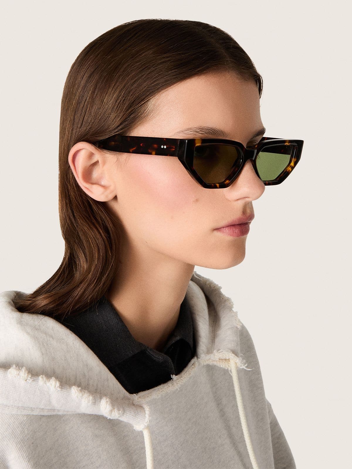 Rectangular-style sunglasses with Havana brown frame - Golden Goose Women|Men