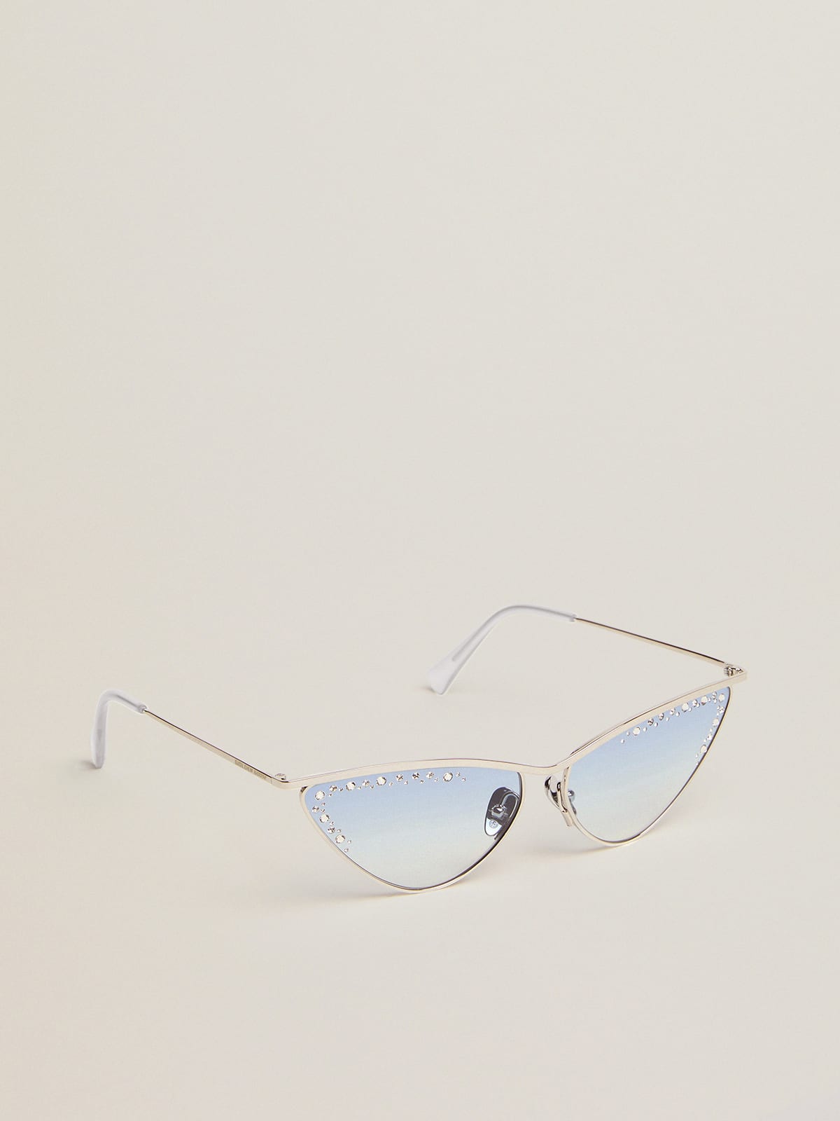 Sunglasses cat-eye style with silver frame and crystals - Golden Goose Women|Men