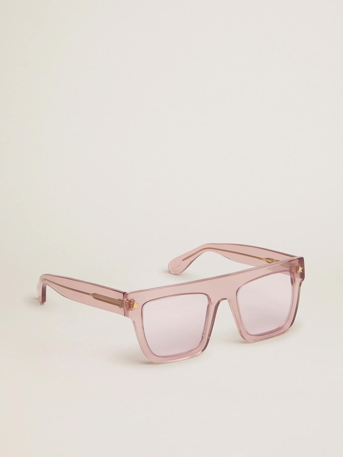 Square-style Sunframe Jamie with clear pink frame and pink lenses - Golden Goose Women|Men