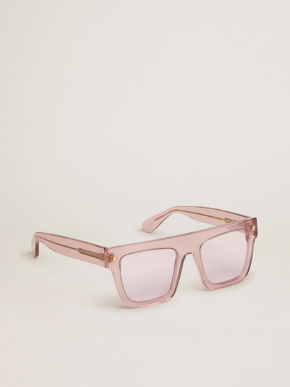 Square-style Sunframe Jamie with clear pink frame and pink lenses - Golden Goose Women|Men