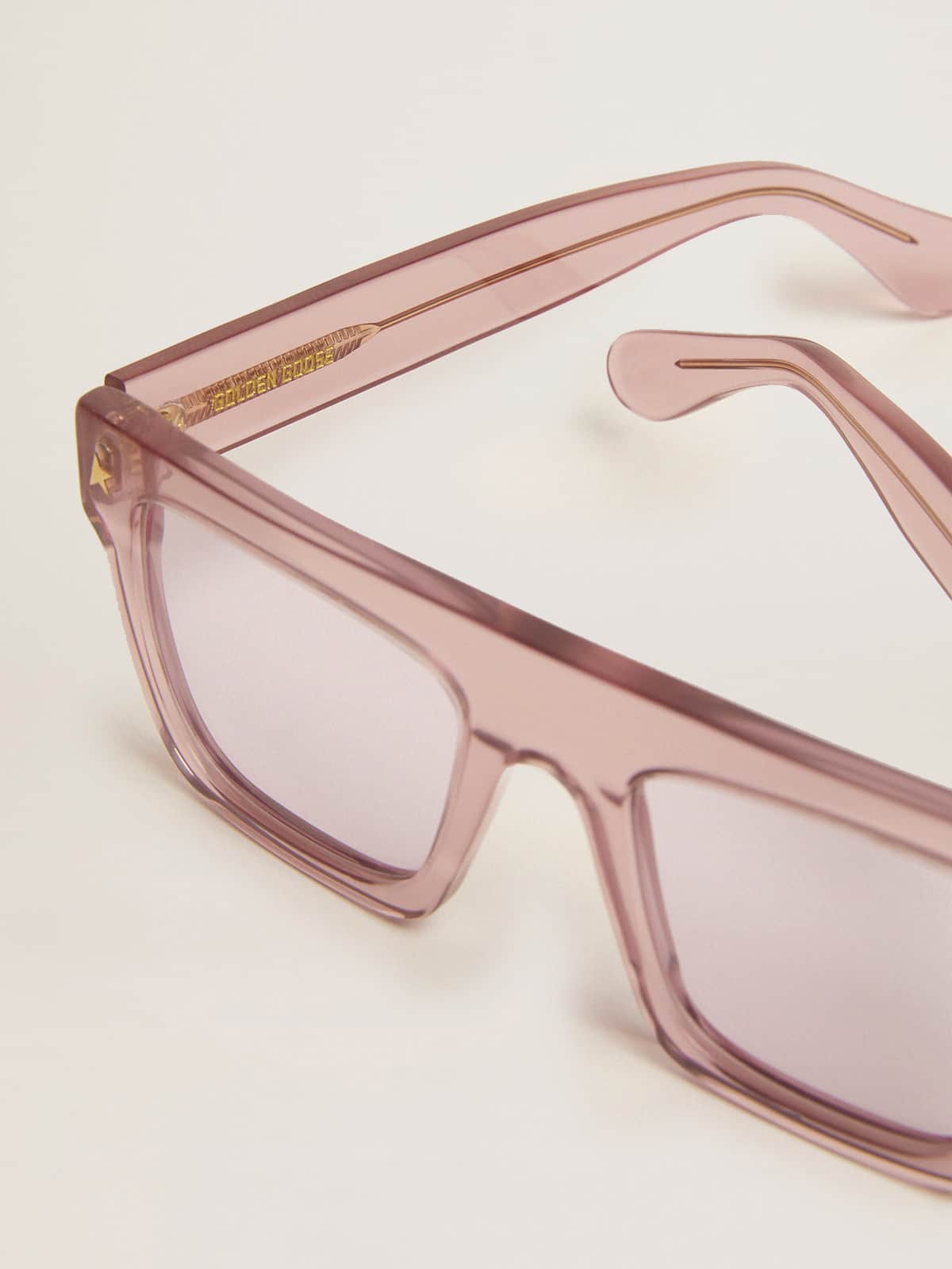 Square-style Sunframe Jamie with clear pink frame and pink lenses - Golden Goose Women|Men