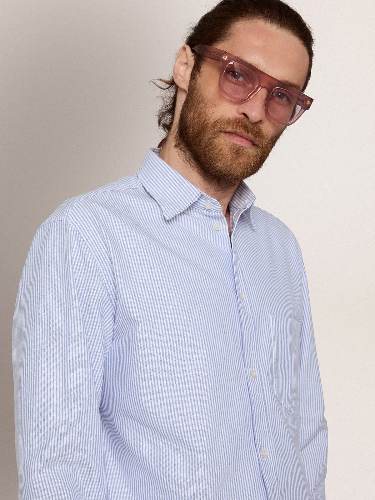 Square-style Sunframe Jamie with clear pink frame and pink lenses - Golden Goose Women|Men