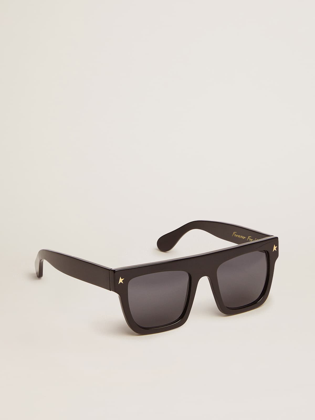 Square sunglasses with black frame and gold details - Golden Goose Women|Men
