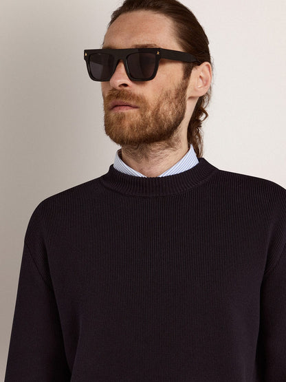 Square sunglasses with black frame and gold details - Golden Goose Women|Men