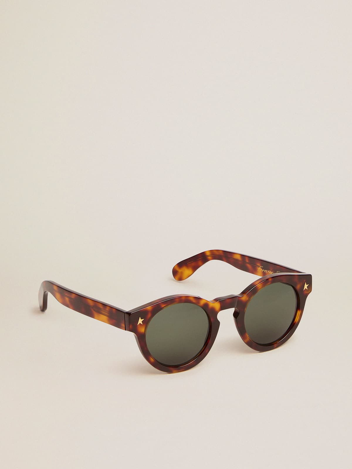 Sunglasses Panthos model with havana frame and gold details - Golden Goose Women|Men