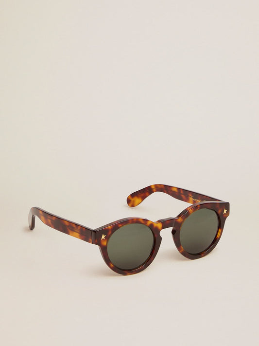 Sunglasses Panthos model with havana frame and gold details - Golden Goose Women|Men