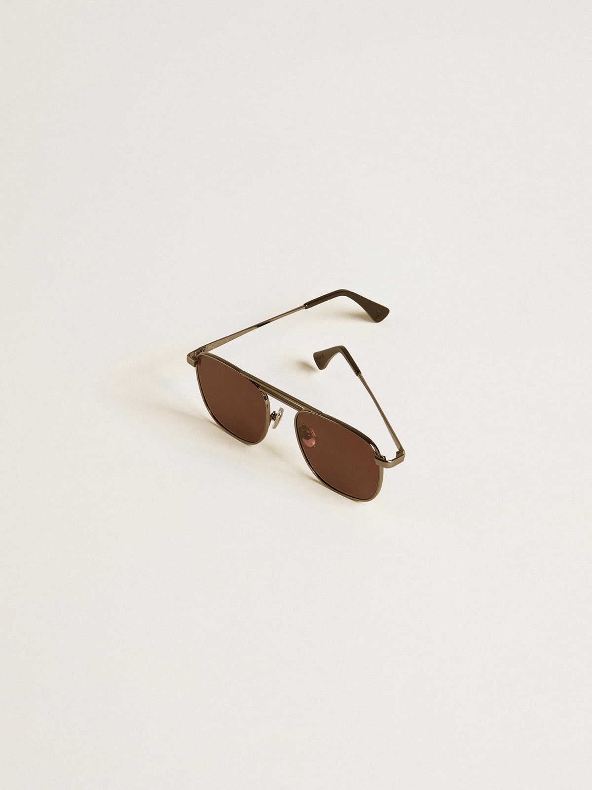 Aviator style sunglasses with black frame and lenses - Golden Goose Women|Men
