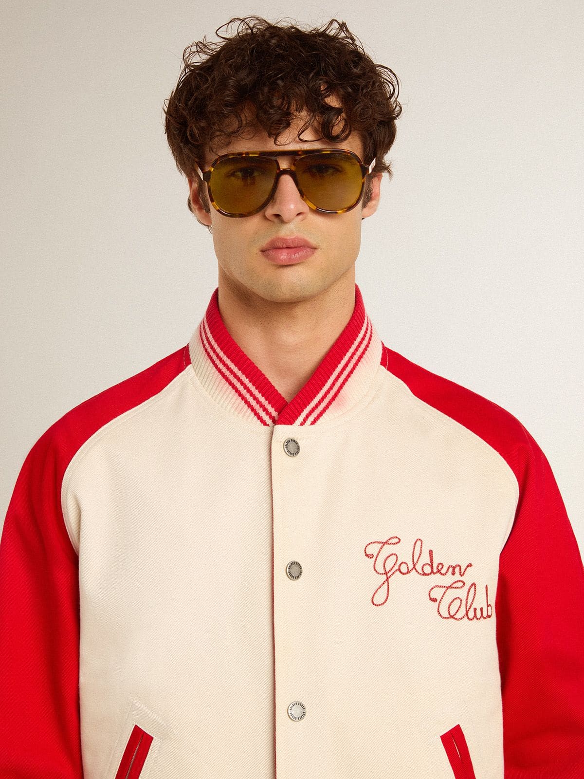 Aviator style sunglasses with tortoiseshell frame and green lenses - Golden Goose Women|Men