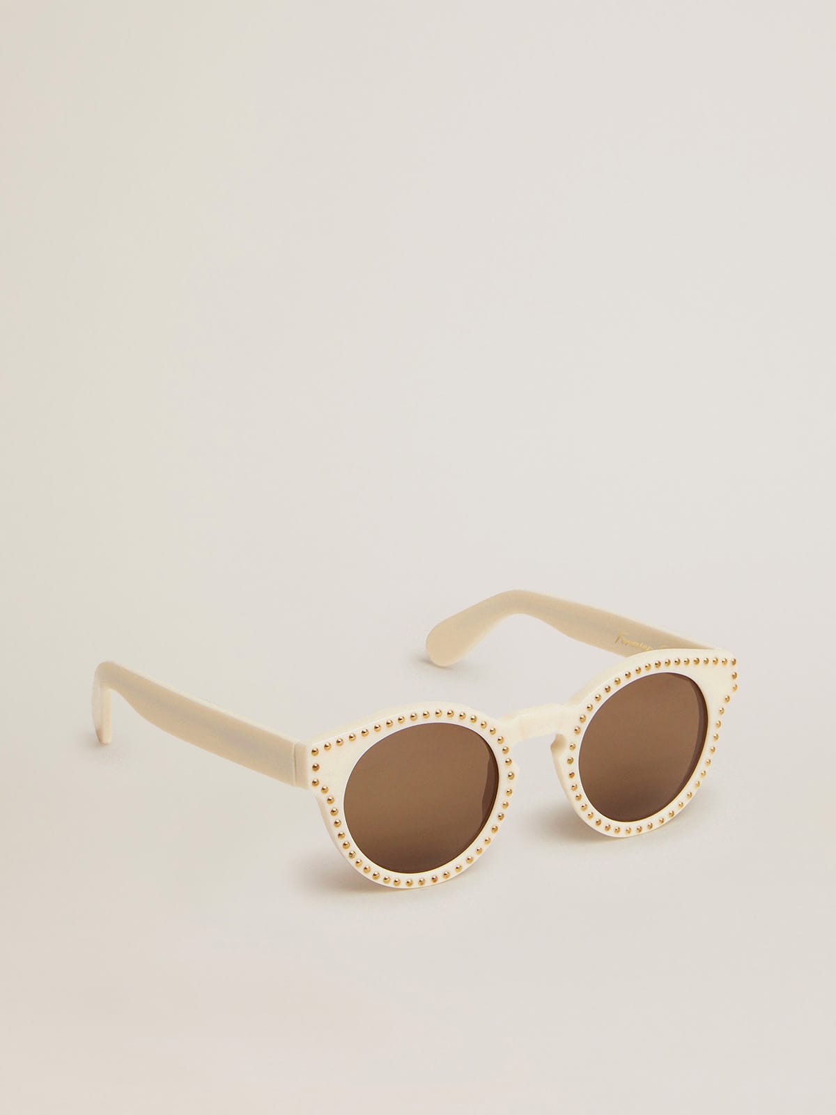 Sunglasses Panthos model with white frame and gold studs - Golden Goose Women|Men