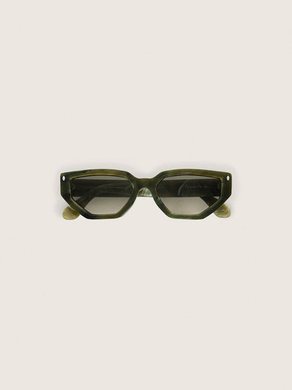 Jamie rectangular sunglasses with green marble effect frame - Golden Goose Women|Men