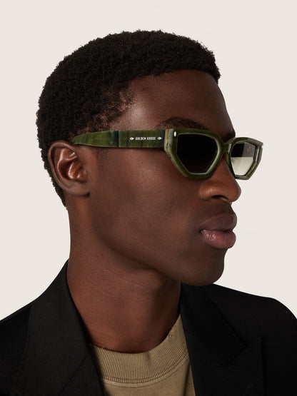 Jamie rectangular sunglasses with green marble effect frame - Golden Goose Women|Men