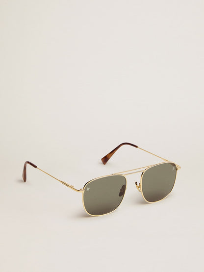 Aviator sunglasses with gold frame and green lenses - Golden Goose Women|Men