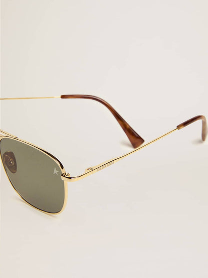 Aviator sunglasses with gold frame and green lenses - Golden Goose Women|Men