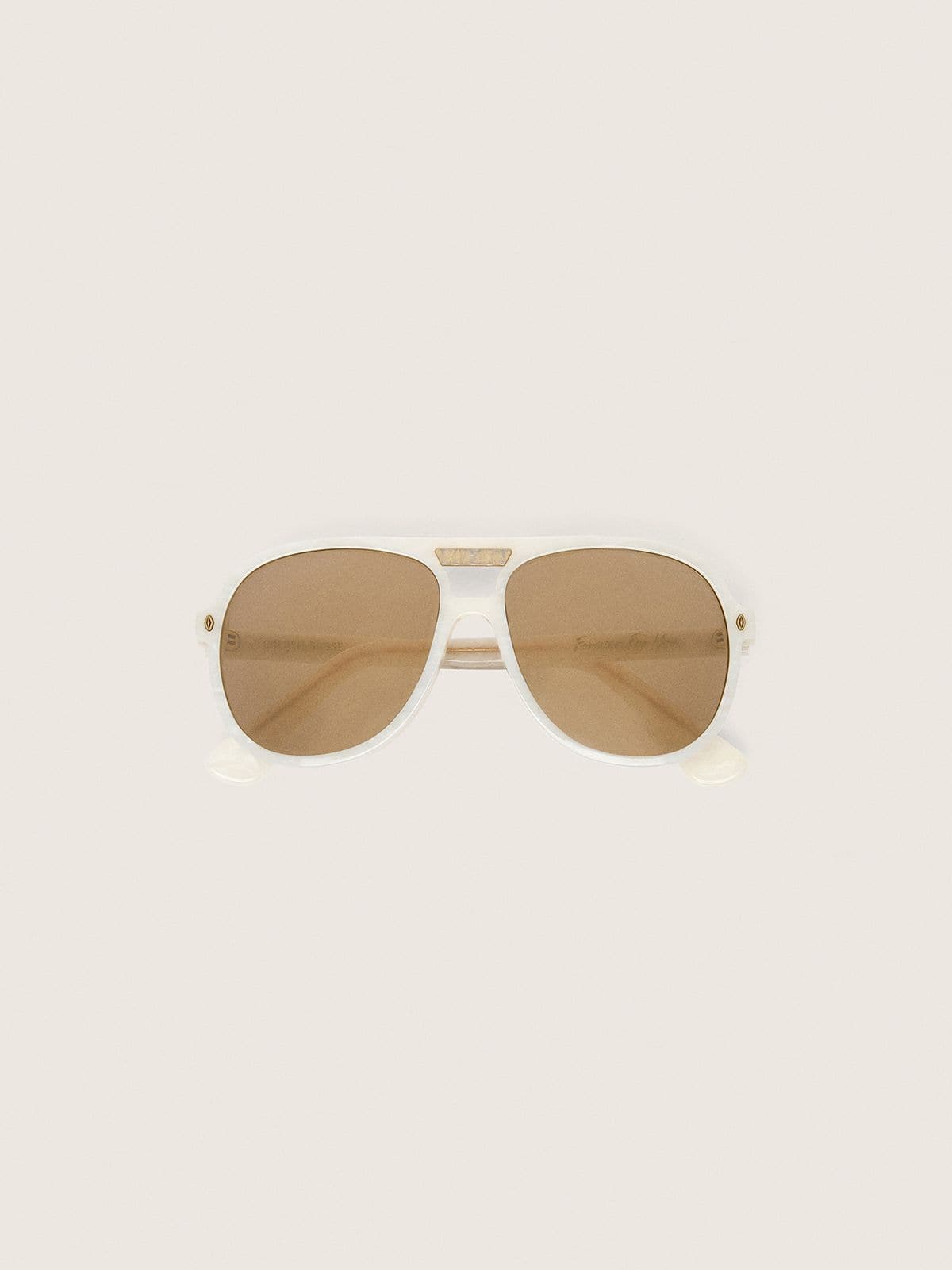 Charlie aviator sunglasses with pearl white frame and gold lenses - Golden Goose Women|Men