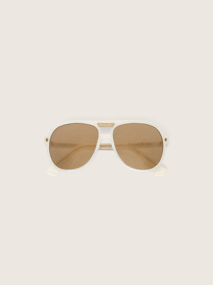 Charlie aviator sunglasses with pearl white frame and gold lenses - Golden Goose Women|Men