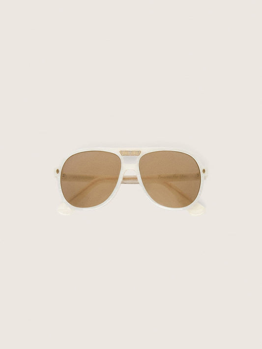 Charlie aviator sunglasses with pearl white frame and gold lenses - Golden Goose Women|Men