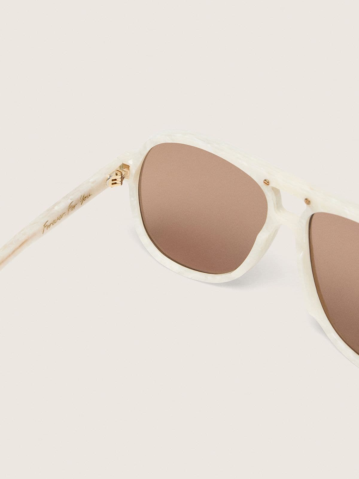 Charlie aviator sunglasses with pearl white frame and gold lenses - Golden Goose Women|Men