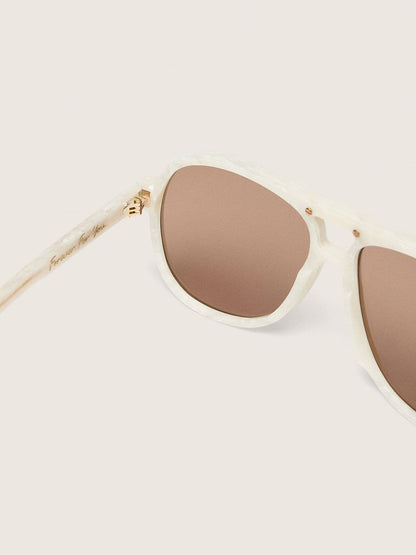 Charlie aviator sunglasses with pearl white frame and gold lenses - Golden Goose Women|Men