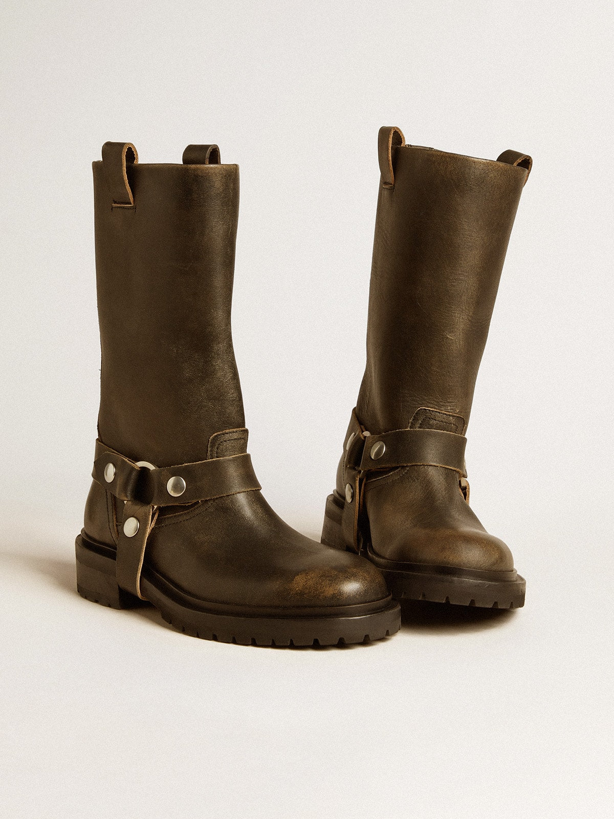 Kurt boots in black leather with silver buckle - Golden Goose Women
