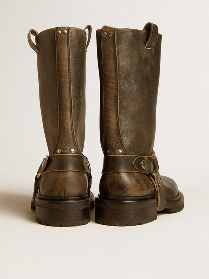 Kurt boots in black leather with silver buckle - Golden Goose Women