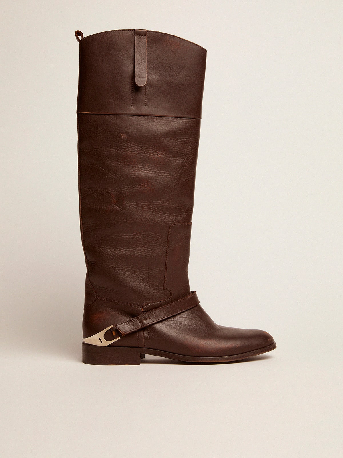 Women's Charlie boots in dark brown leather and clamp on the heel - Golden Goose Women