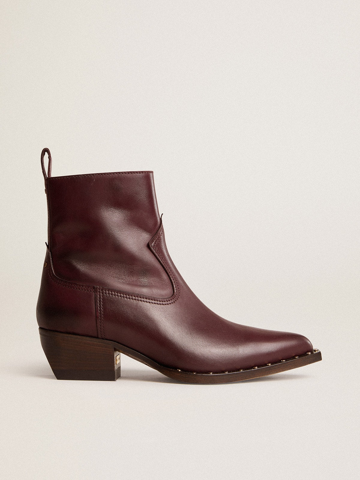 Womens's low Debbie boots in burgundy leather - Golden Goose Women