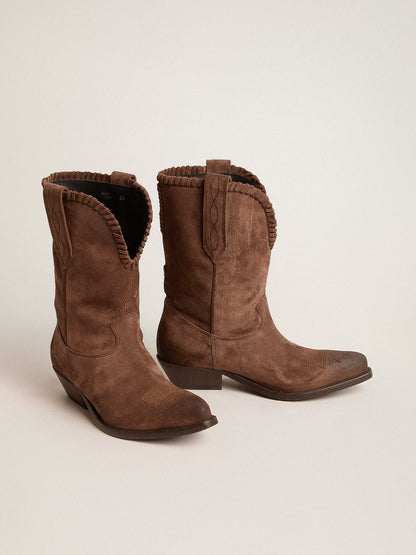 Low Women’s boots in dark brown washed suede - Golden Goose Women