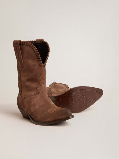 Low Women’s boots in dark brown washed suede - Golden Goose Women